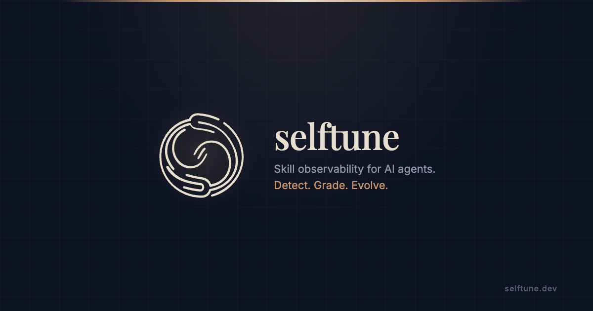 selftune homepage showing skill-level observability for AI agents